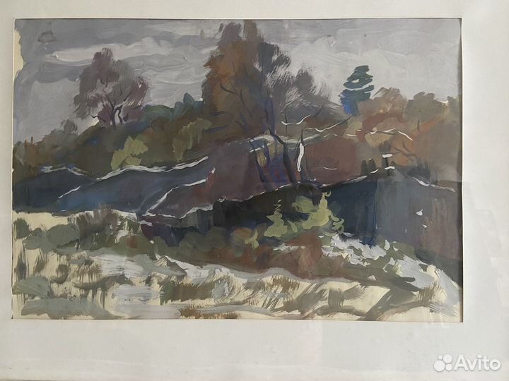 Авторская картина акварель большая в раме