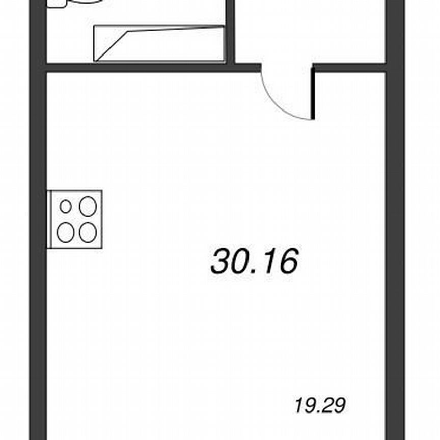 Квартира-студия, 33,5 м², 13/22 эт.