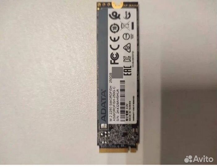 250 гб SSD M.2 накопитель adata Swordfish aswordfi