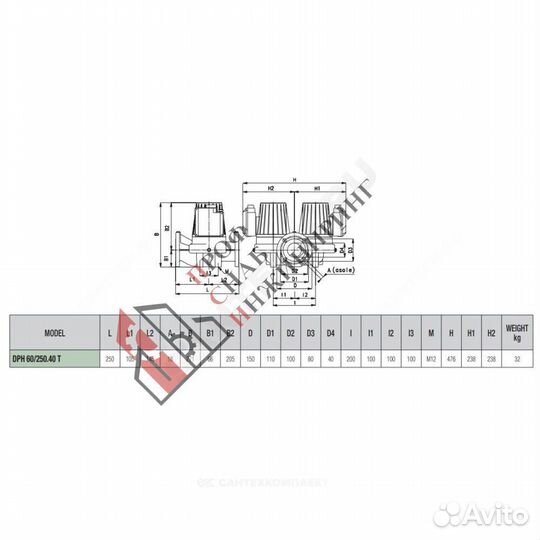 Насос DPH 60/250.40 T PN10 3х230-400В/50Гц DAB 505