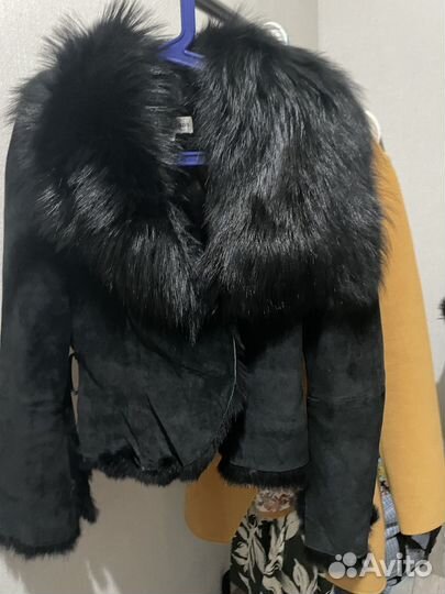 Дубленка легкая натуральный мех 44