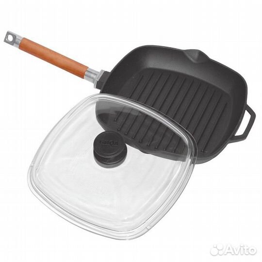 Чугунная сковорода гриль с крышкой
