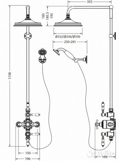 Душевая стойка Burlington Avon BAF3S bnkl+V17 bnkl