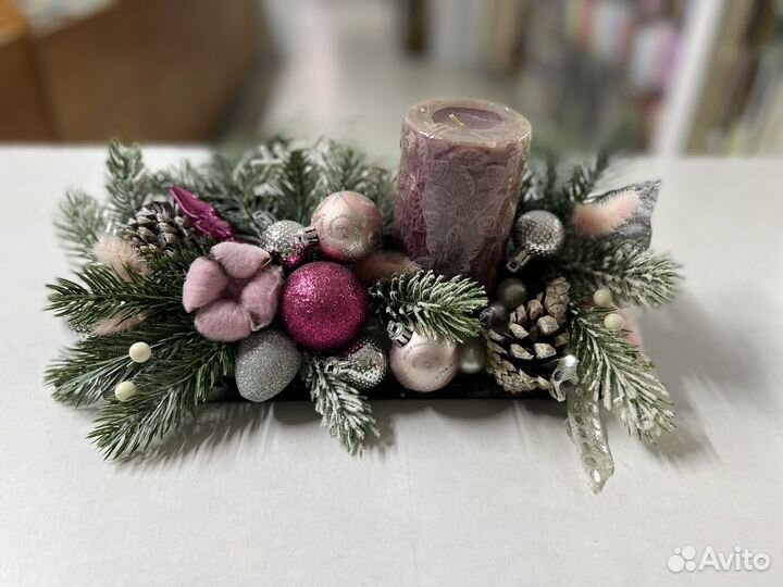 Новогодний подсвечник ручная работа