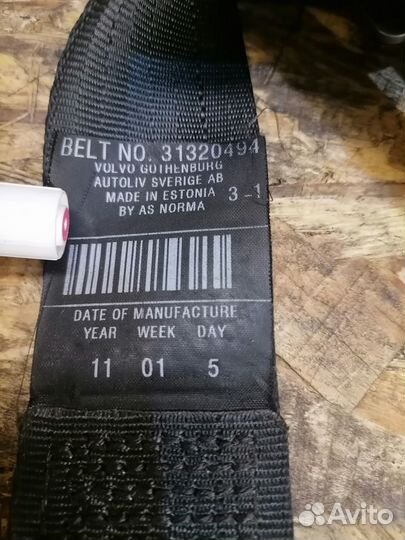 Ремень безопасности правый Volvo S40II