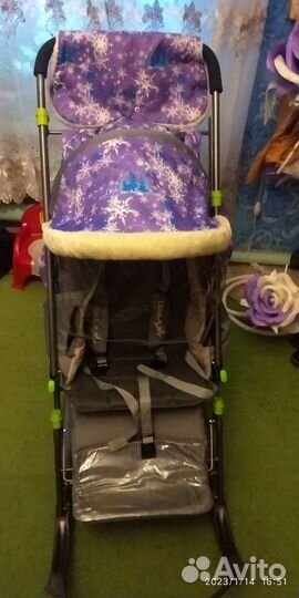 Детские санки коляска с колесами