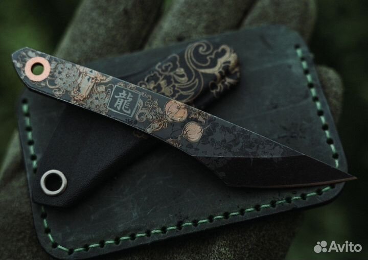 Нож N.C.Custom KOI Blackwash Киридаши Черный драко