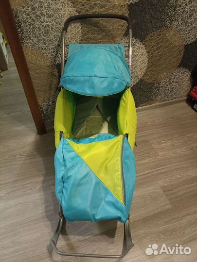 Детские санки коляска с колесами