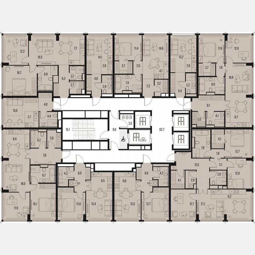 2-к. квартира, 44,2 м², 5/26 эт.