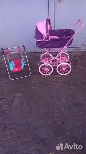 Коляска кукольная+переноска+гладильная доска