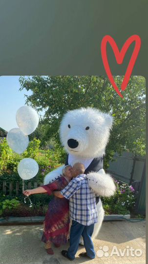 Поздравление Белый мишка Ушастик