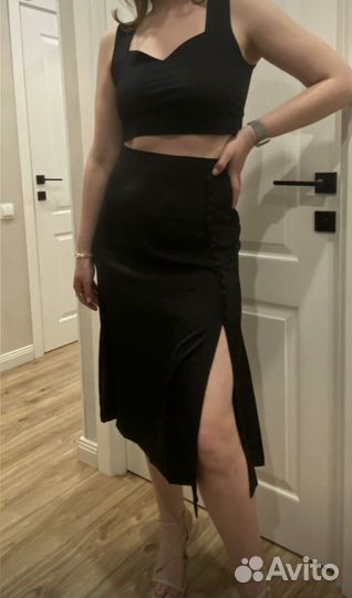 Юбка миди атласное шелковое