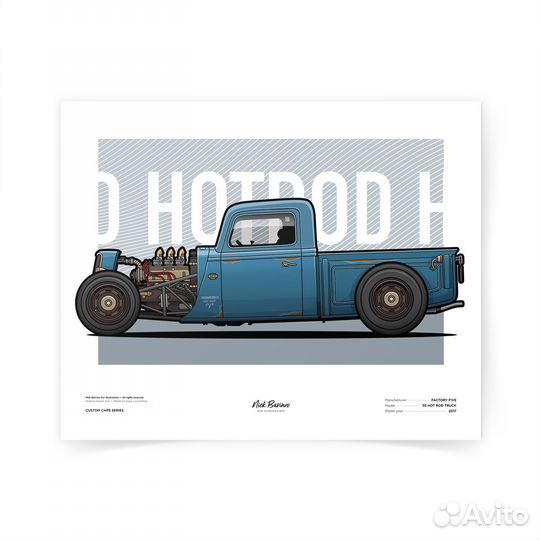 Постер Hot Rod Pick-Up Truck