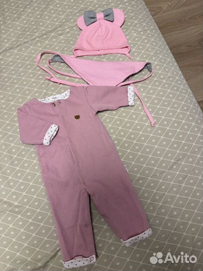 Одежда пакетом для новорожденной девочки 56-62