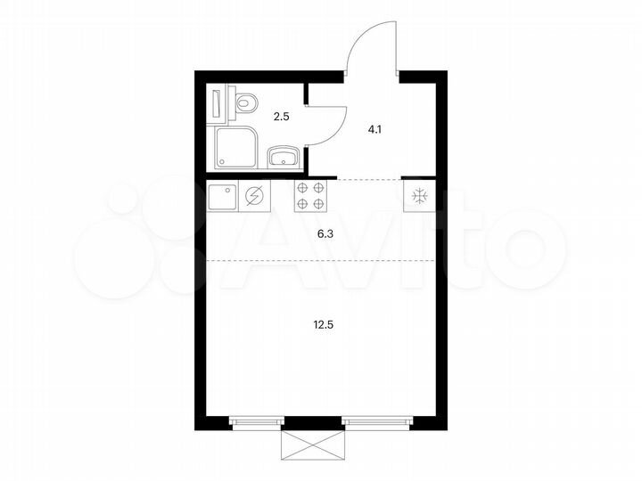 Квартира-студия, 25,4 м², 23/25 эт.