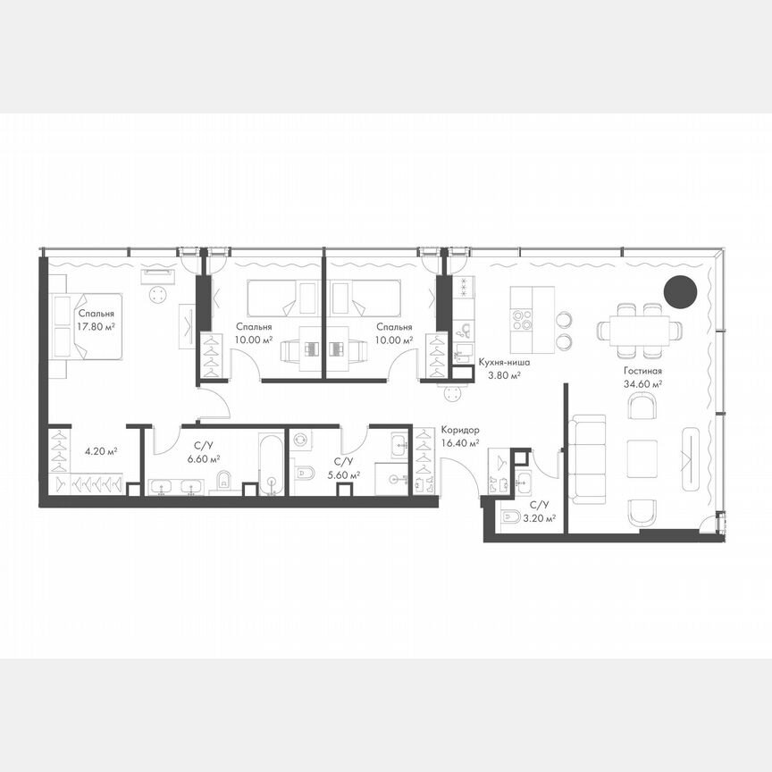 3-к. квартира, 112,2 м², 15/37 эт.