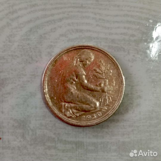 Монета фрг 50 пфеннигов 1950 D