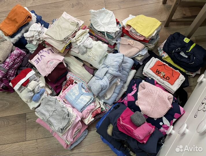 Детские вещи на девочку 0-1,5 года пакетом 100шт