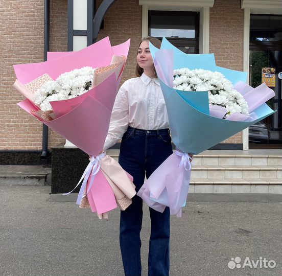 Цветы. Хризантемы. XXL Букеты. Доставка/Самовывоз