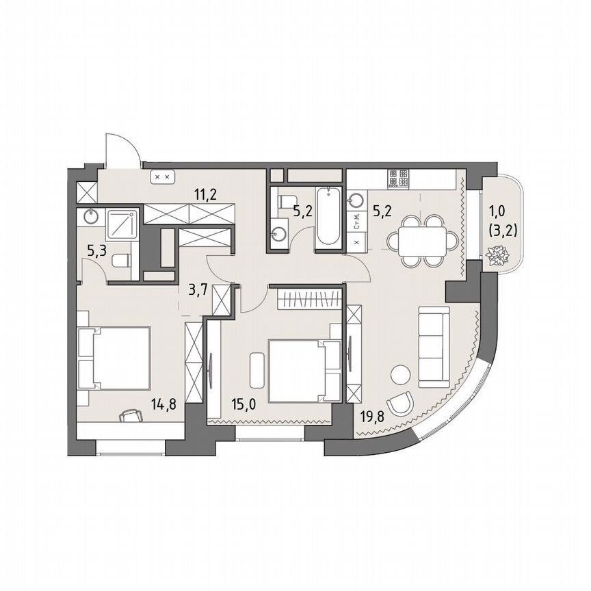 3-к. квартира, 81,3 м², 11/35 эт.
