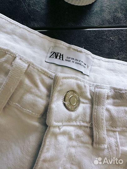 Джинсовые шорты zara белые 34 голубые 32