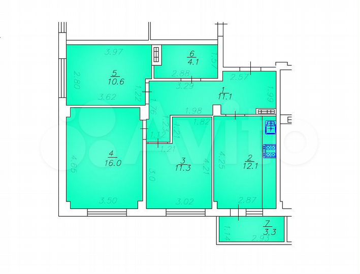 3-к. квартира, 68 м², 5/8 эт.
