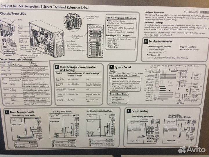 Сервер HP Proliant ML150 G3 (2*Xeon)