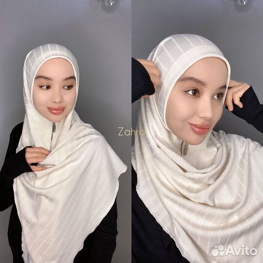 Мусульманский хиджаб готовый шарф на замке