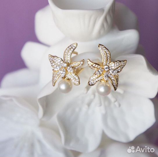 Серьги натуральный жемчуг