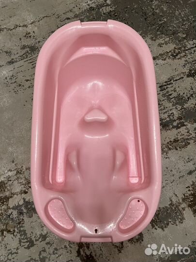 Детская ванночка для купания с горкой розовая