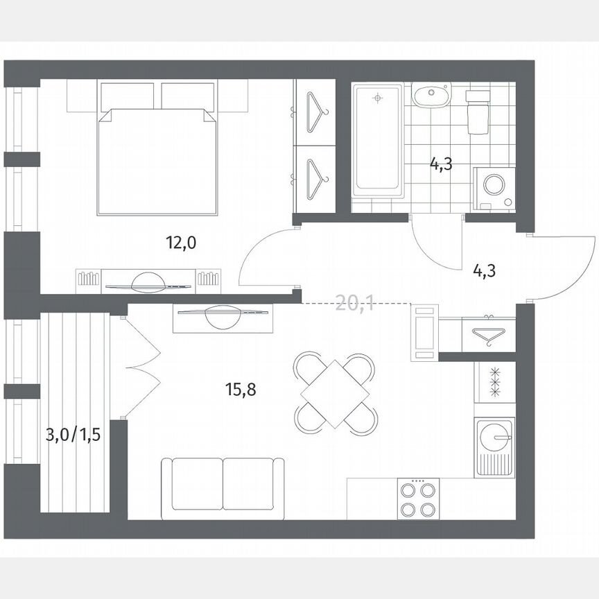 1-к. квартира, 37,9 м², 9/12 эт.