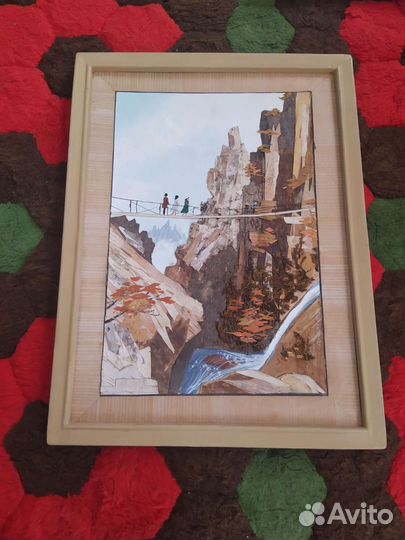 Картина на бересте Китай 70 годы 39х29