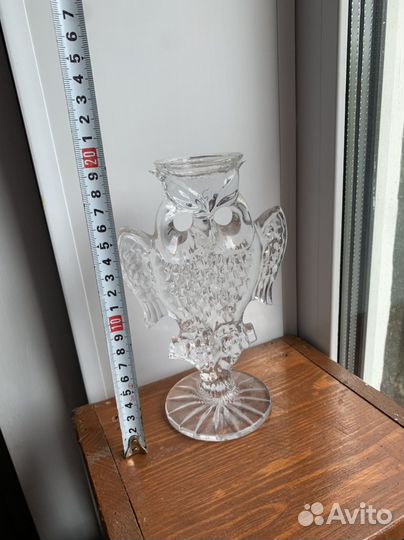 Подсвечник сова СССР стекло хрусталь