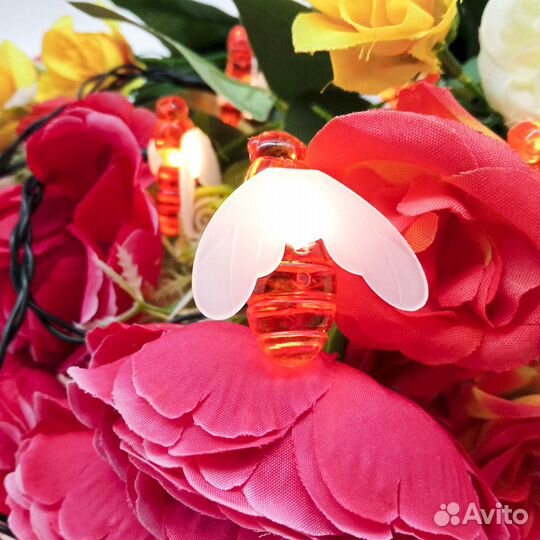 Гирлянда садовая пчёлки, на солнечной зарядке