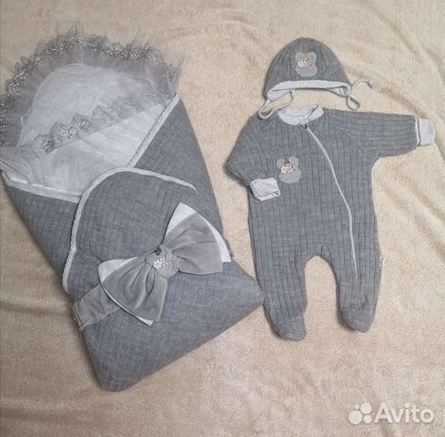 Конверт на выписку для девочки + костюм и шапка