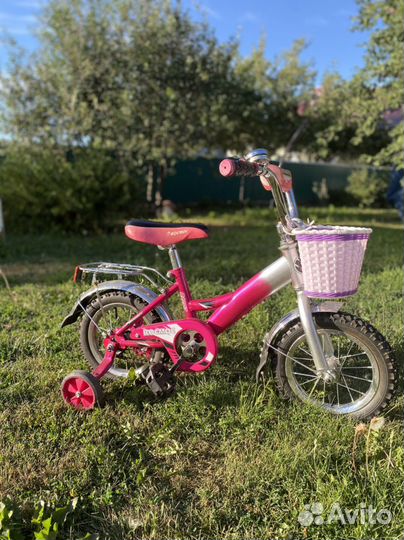 Велосипед детский розовый, 4 колеса