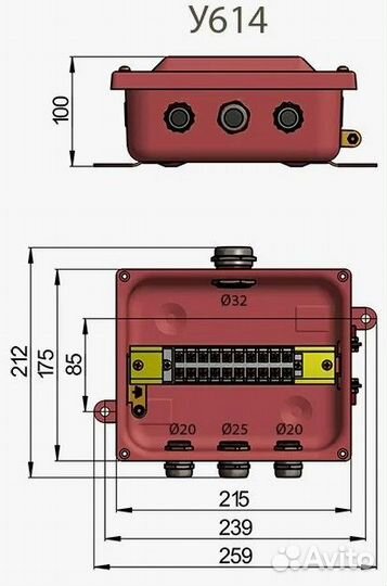 Коробка У614А ухл1.5 с латунными сальниками