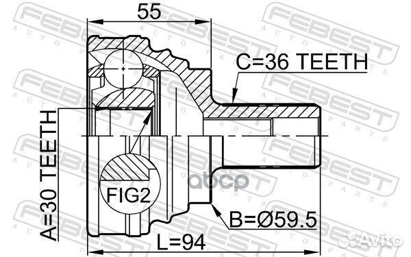 Шрус наружный 30x59.5x36 audi