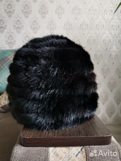 Вязаная норковая шапка