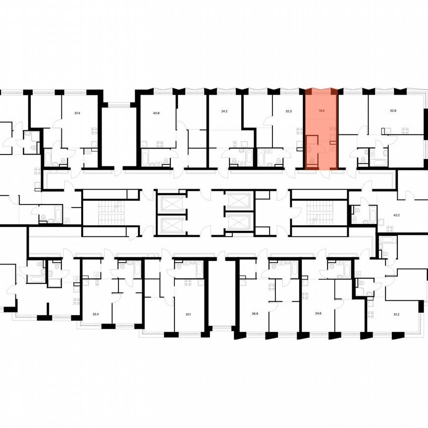 Квартира-студия, 18,6 м², 21/28 эт.