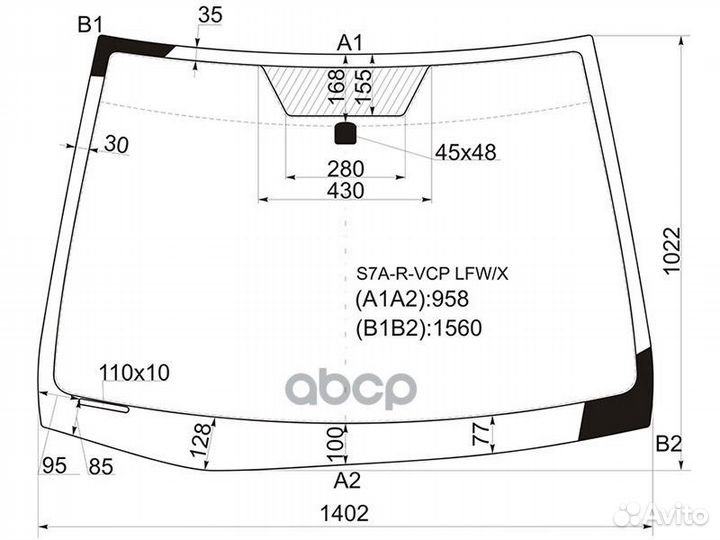 Стекло лобовое honda stream 00-06 S7A-R-VCP LFW