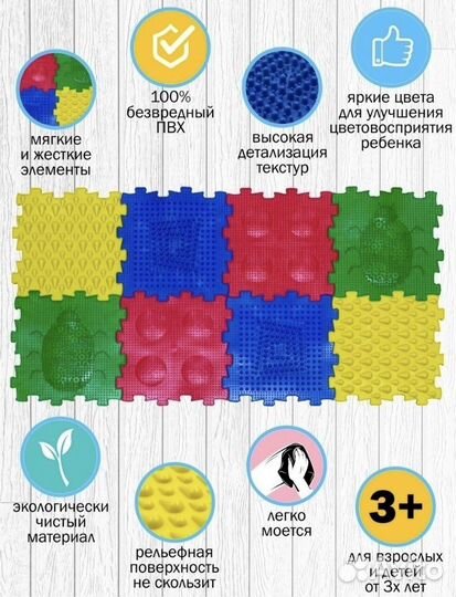 Ортопедический игровой детский коврик (пазл)