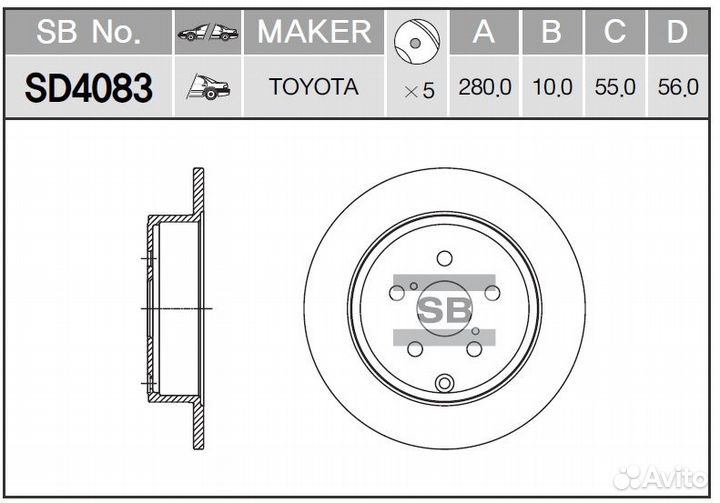 Диск тормозной sd4083 (42431-05030)