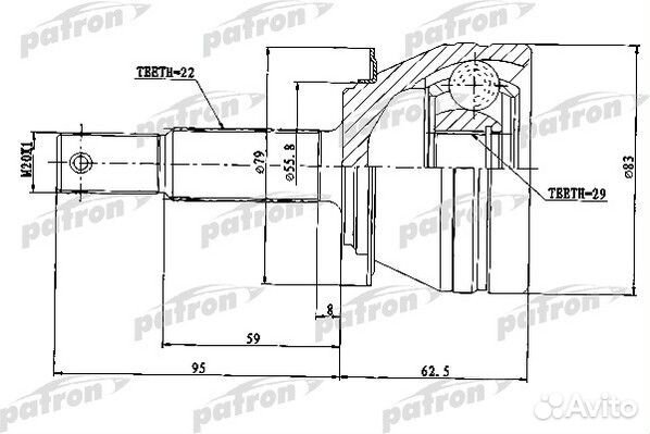 Шрус Patron (PCV1234) наружный Nexia 8 кл PCV1