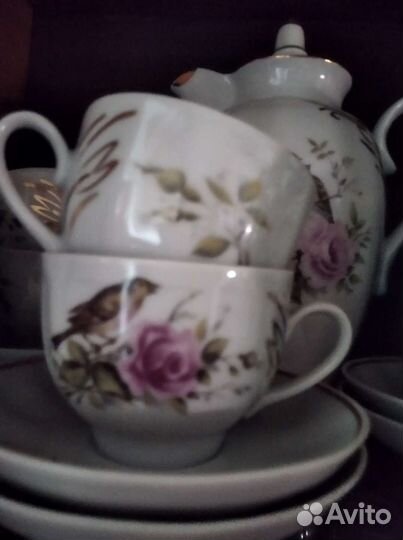 Сервиз кофейный. Соловей и роза.Винтаж.ссср
