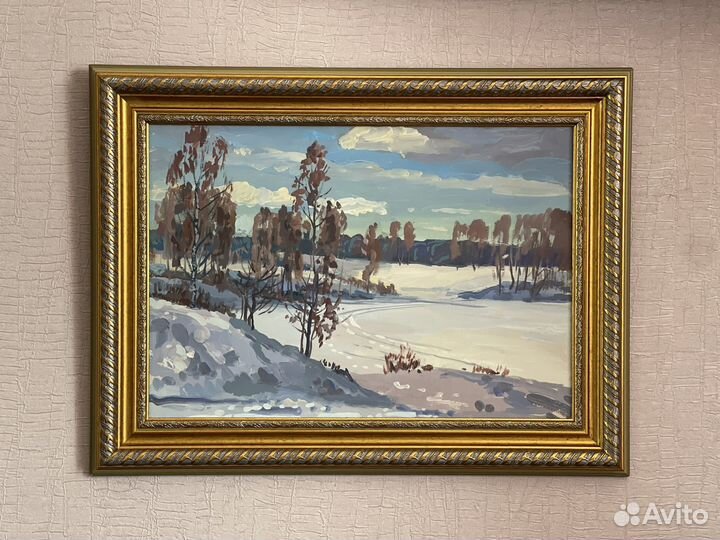 Картина маслом зимний пейзаж