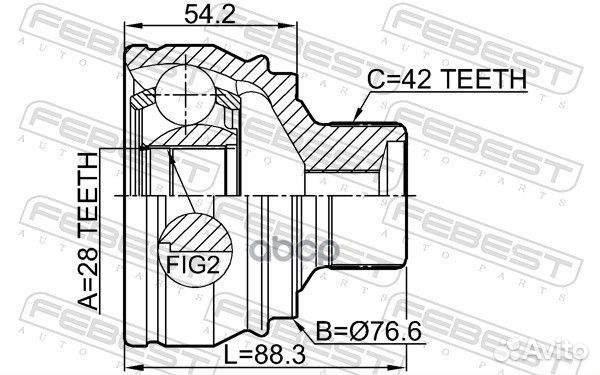 Шрус наружный 28X76.5X42 1710A7 Febest