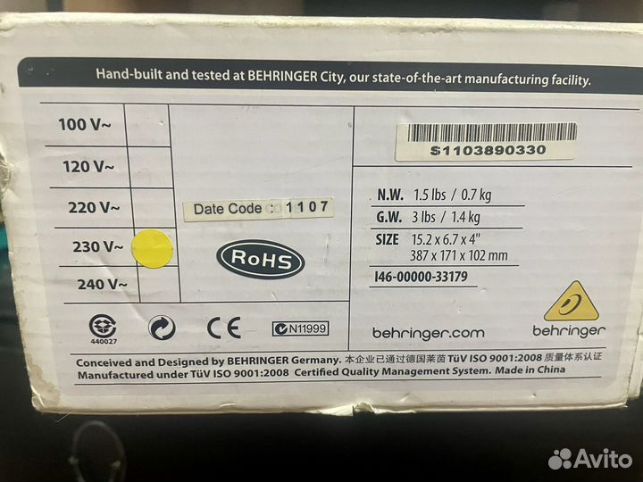 Звуковой процессор эффектов Behringer