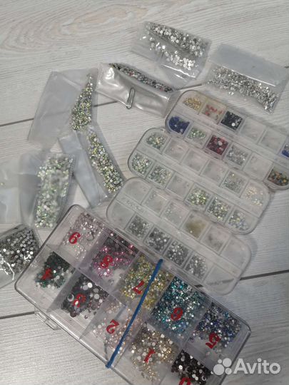 Набор для дизайна ногтей, стразы, блёстки, втирка