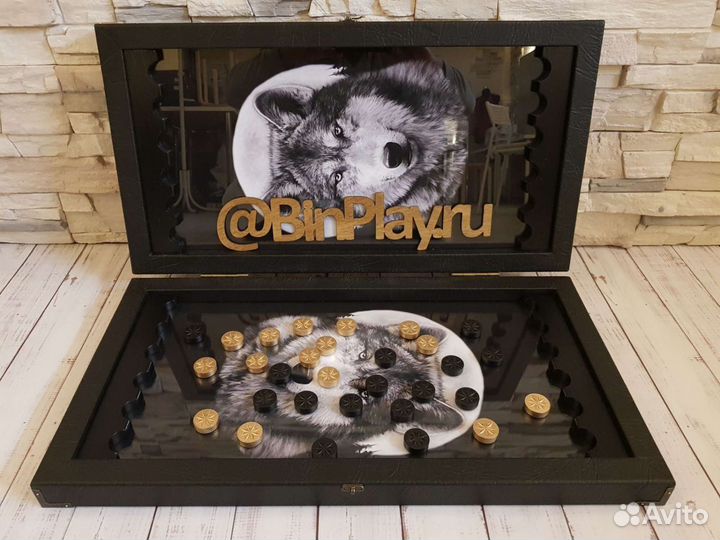 Нарды со стеклом Волк